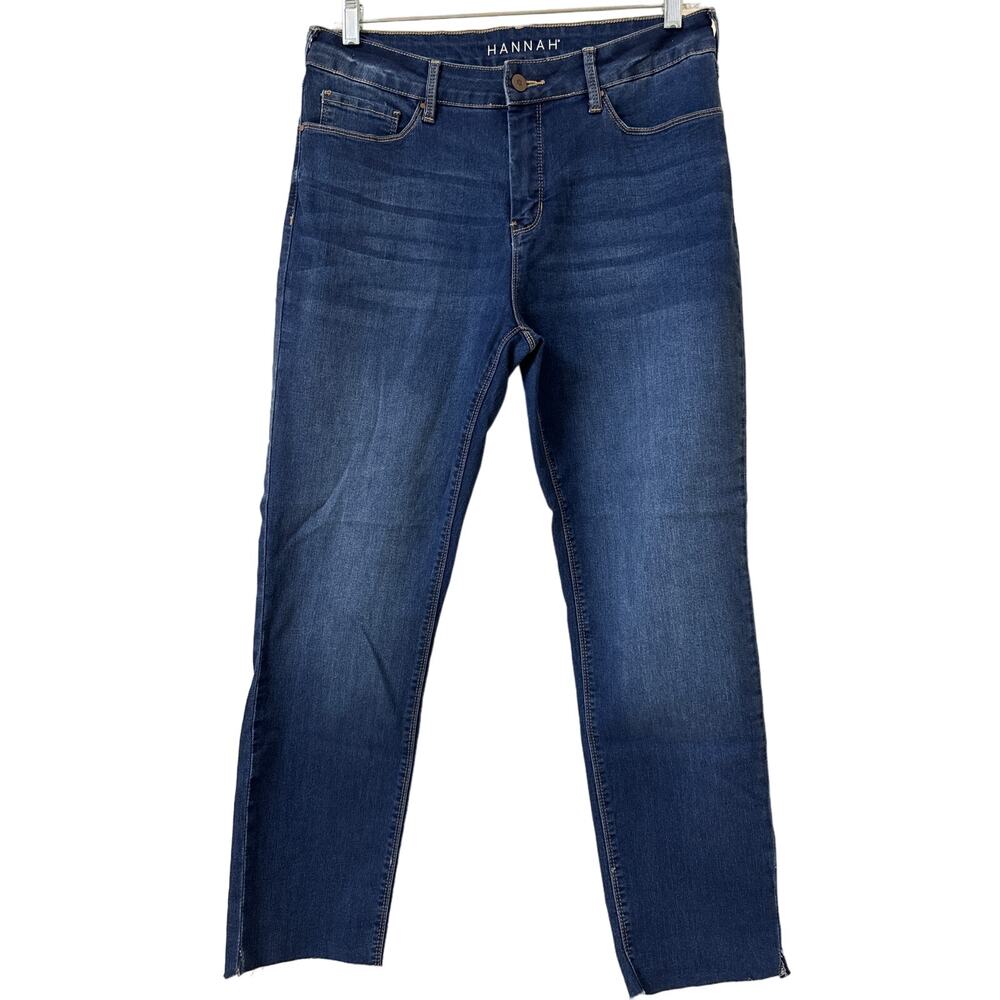 Hannah Size 14 Dark Wash Jeans Raw Hem Super Soft & Stretchy Very Flattering